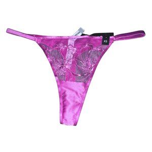 Etam Womens Lace Panty XS Floral & Sheer Design Hot Pink Thong
